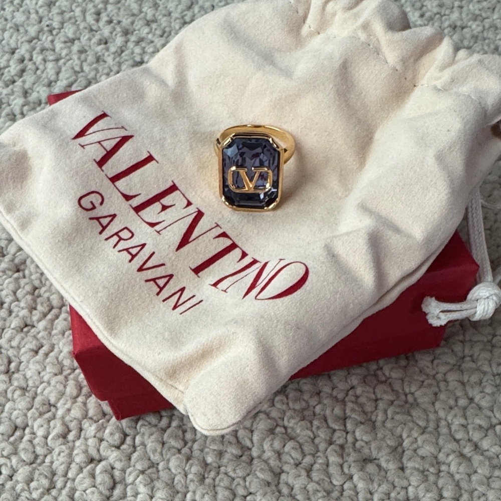NIB- Valentino Gold Band Ring with Purple Gem